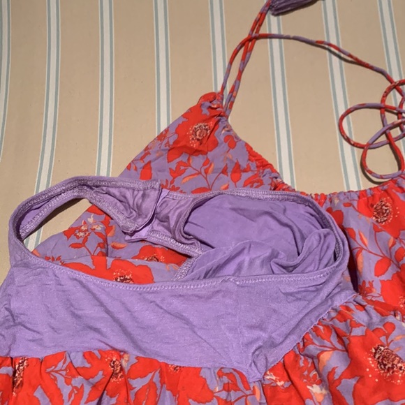 FREE PEOPLE INTIMATELY LIZA BODYSUIT GORGEOUS PRINT PURPLE THONG BOTTOM SIZE S - Picture 8 of 12